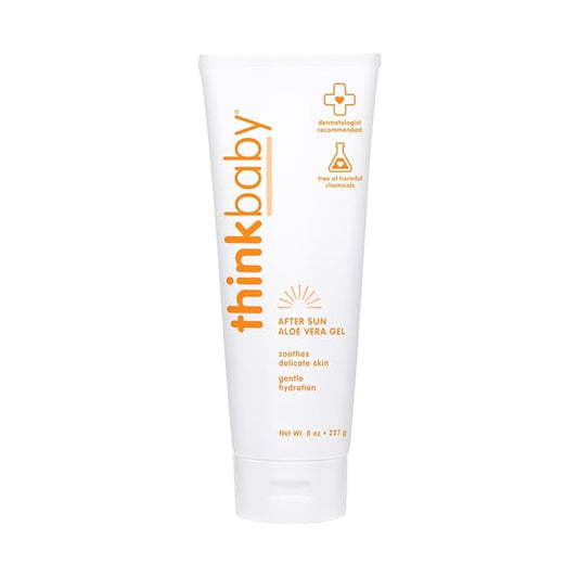 Thinkbaby Aloe Vera Gel After Sun Relief Lotion, 8 Fl Oz – EWG Verified Natural After Sun Skincare for Face & Body - Hydrating, Soothing & Moisturizing Sunburn Solution for Babies & Toddlers