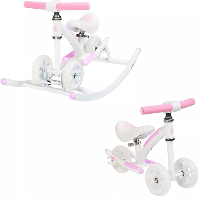Mobo Cruiser Wobo Rocking Horse Ride On & Baby Balance Bike Pink, seat height adjusts 11-19 inches