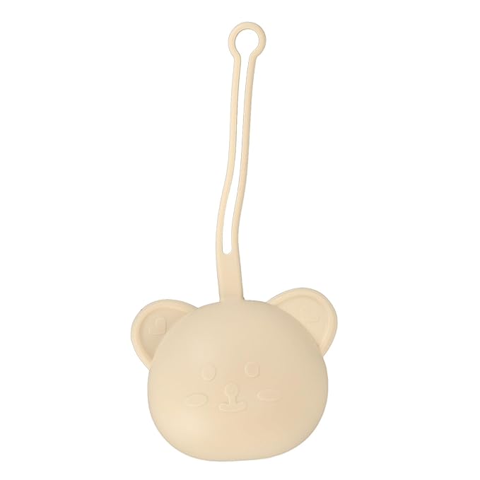 Pacifier Holder Case,Silicone Cute Portable Pacifier Storage Case for Stroller Home Travel (Milk Tea Color)
