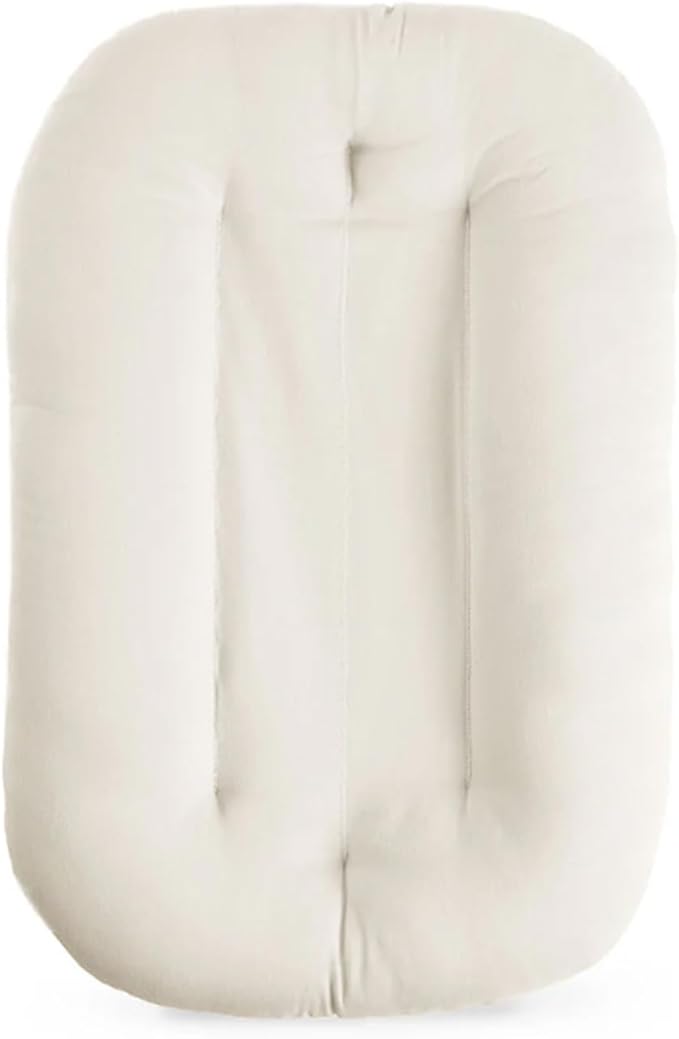 Lucakuins Baby Lounger for Newborn, 0-24 Months, Bionic Design Infant Lounger for Home and Travel, Soft Organic Cotton, Newborn Babies Essentials Gifts (Pure White Baby Lounger)