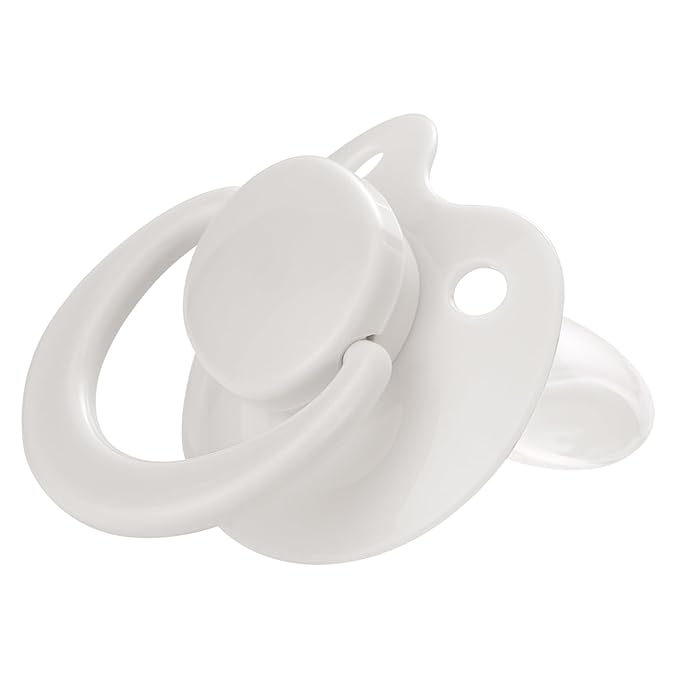 Adult Sized Pacifier Bigshield : Replacement Silicone Paci Big Teat for Anxiety Release - Orthodontic Binky Taken Apart and Re-Assembled White