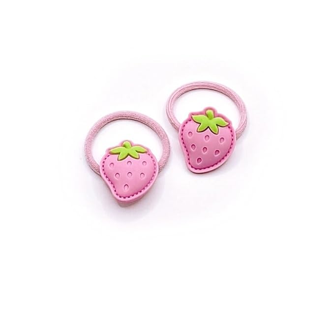 Strawberry Snap Clips Baby Girls Fruit Hair Bow Clips Strawberry Hair Ring Tie BBW24 (4 Pcs-A2)