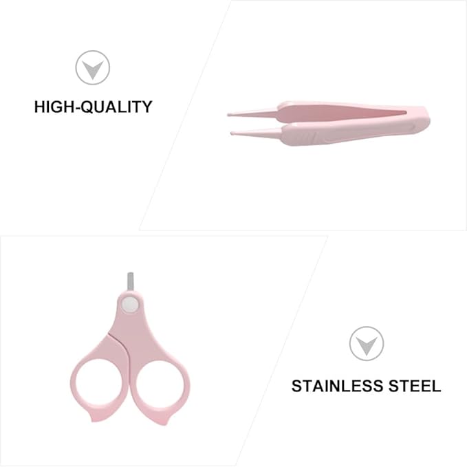 Baby Nail Care Kit with Infant Fingernail Clippers Scissors and Tweezers Lightweight Portable Grooming Set for Newborns and Toddlers 4.25 Inch Manicure Tools