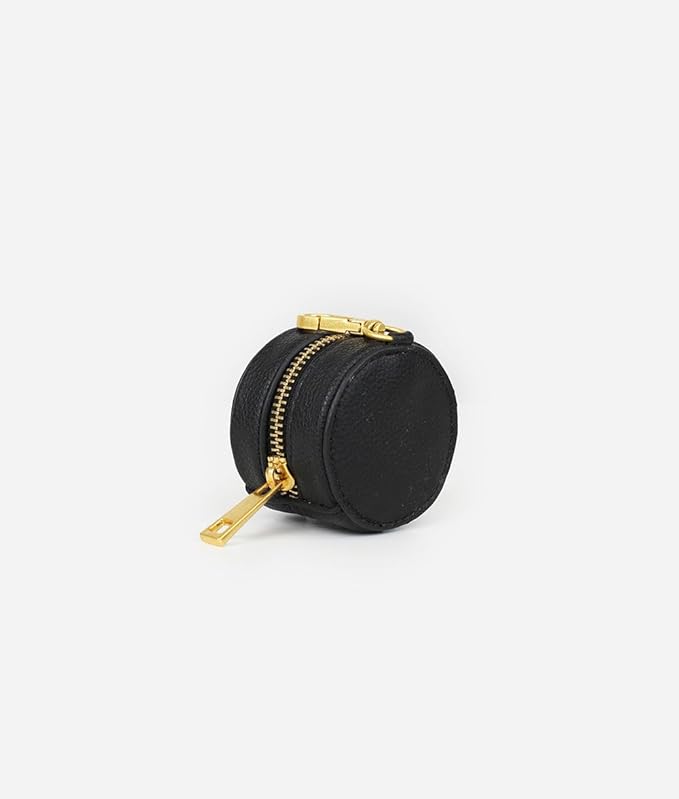 FAWN DESIGN The Paci Case, Black Pacifier Holder, Premium Pebbled Faux Leather Paci Holder, Insulated Pacifier Case with Zipper and Clip, Fits Most Standard Size Pacifiers, 2.25 x 2.25 inches