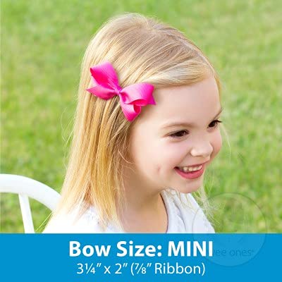 Wee Ones Girls' Classic Grosgrain Hair Bows with Plain Wrap Center, No-Slip Hair Clip, Handmade, Old Gold, Mini