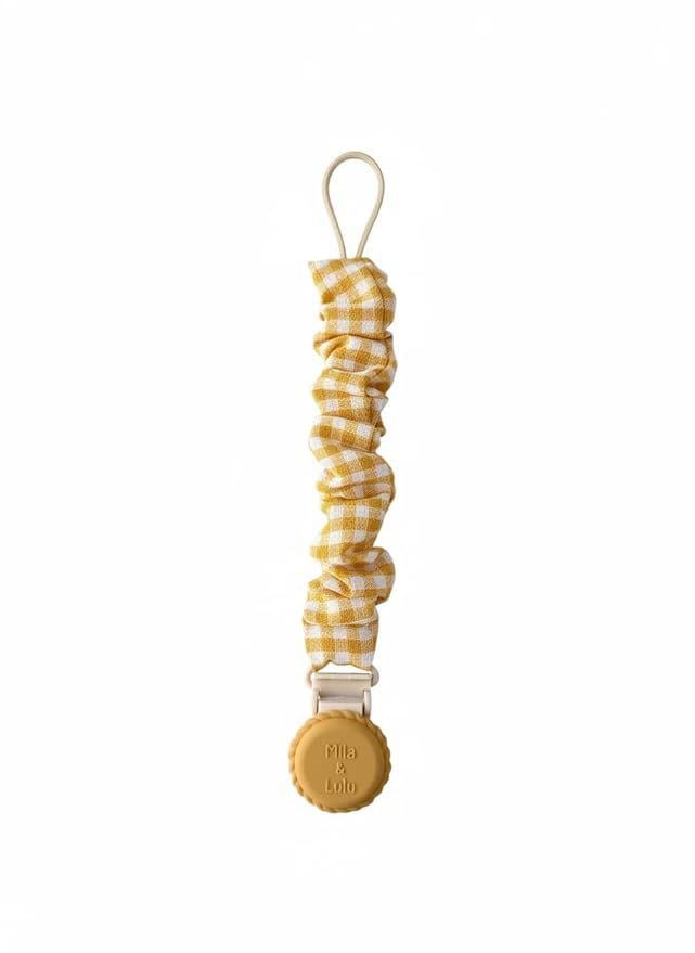 Muslin Cotton - Metal-Free Pacifier Clips, Lightweight and Secure Pacifier Holder for Babies (Sun Éclat) - Mila & Lulu