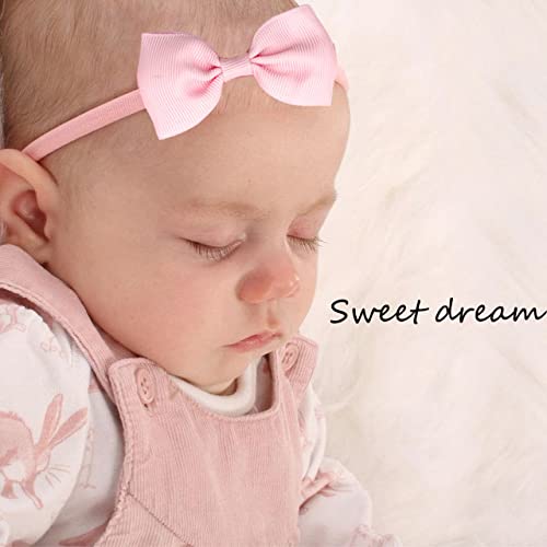 CÉLLOT 40 Colors Baby Bow Headbands 2.75" Hair Bows Super Soft Nylon Headbands for Baby Girls Infants preemie and Newborn Kids Hair Accessories