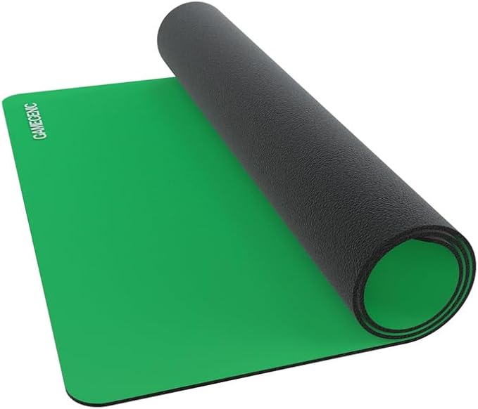 Gamegenic Prime Playmat – Green Color, 61 x 35 cm Soft Cushioned Natural Rubber Playmat with Anti-Slip Back & Silver Foil Logo, Premium Surface for Card Games, Dice, and Desk Protection