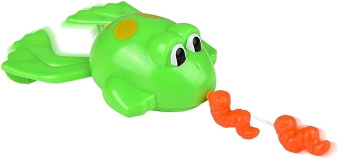 Pull-String Floating Frog Bath Toy for Kids, Bath, Baby Shower, Birthday, Pool Activity, Party Favors, 6.5" Inch (2-Pack)