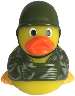 3" Rubber Duck [Sealed Hole, Floats Upright] - Baby Safe Bathtub Bathing Toy - Soldier Rubber Duck