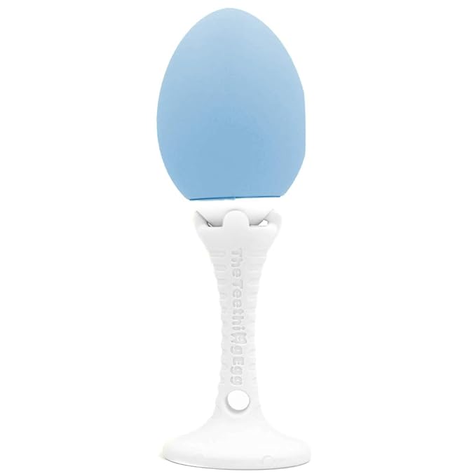 The Teething Egg and Grippie Stick - Baby Development Teething Toys 3, 4, 6, 12 Up to 18 Months Old Boy or Girl, Sensory Toys, A Baby Registry Must Have Teether, Blue