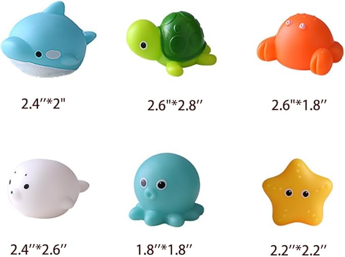No Hole Animal Bathtub Toys Baby Bath Tub Toys for Toddlers Boys Girls , Mold Free Bath Toys Tub Beach Pool Shower Float Rubber Toys