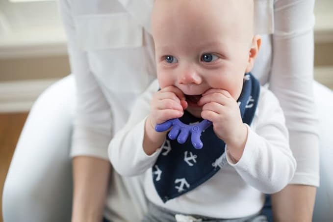 Dr. Brown's Flexees Friends Purple Octopus, Soft 100% Silicone Baby Teether, BPA Free, 3m+