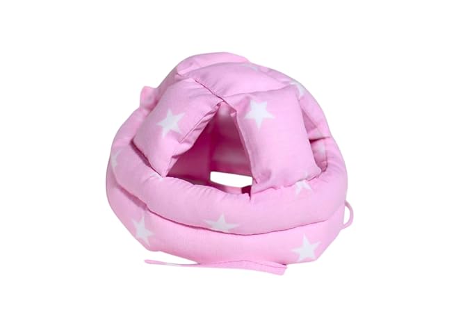 Soft Organic Helmet for Toddlers Learning to Walk, Ages 6–14 Months (Stars on a Pink Background)