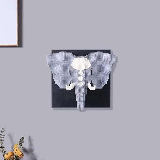 BDYDT Wall Art Elephant Building Blocks Set; A Wall Decor Set for Adults Who Love Creative Hobbies (1625 Pieces) Toys Gifts for Kid and Adult