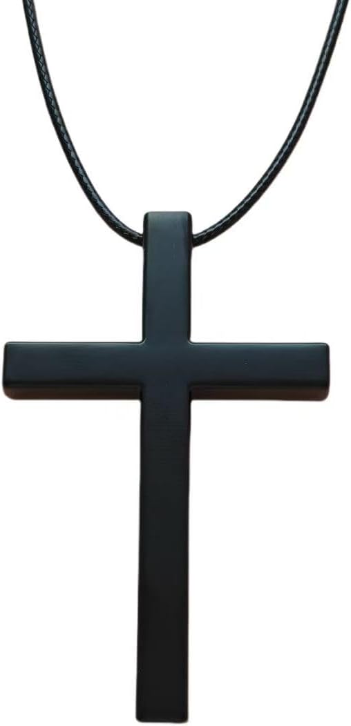 Cross for Car Mirror Hanging, Rearview Mirror Hanging Accessories, Cross for Car Ornament, Rearview Charms for Women Men(Black)