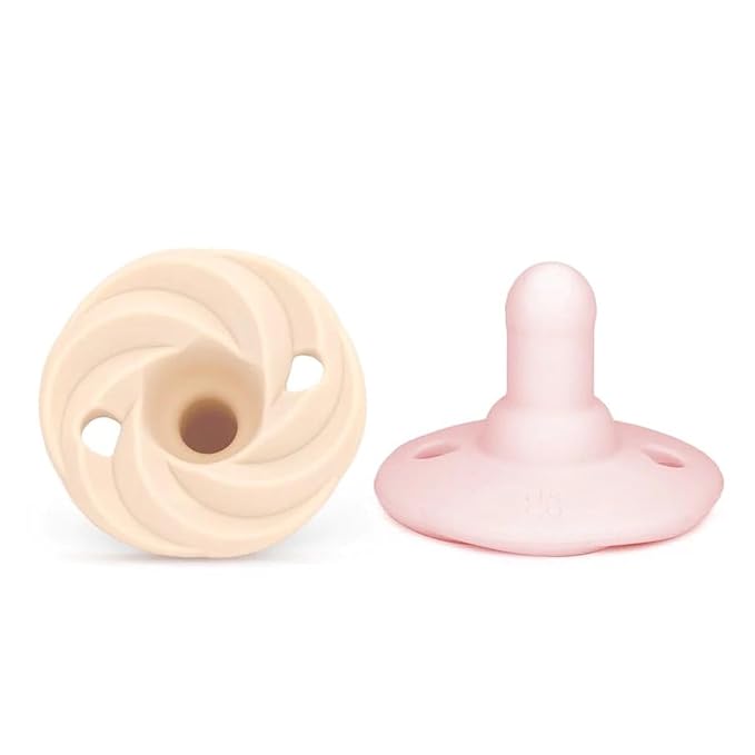 Doodle & Co. Holland Classic Pacifier for New Born Babies | BPA Free Natural Nipple Shape 100% Silicone for Infants | Helps Promote Healthy Oral Development | 0-3 Months | Blush/Shore