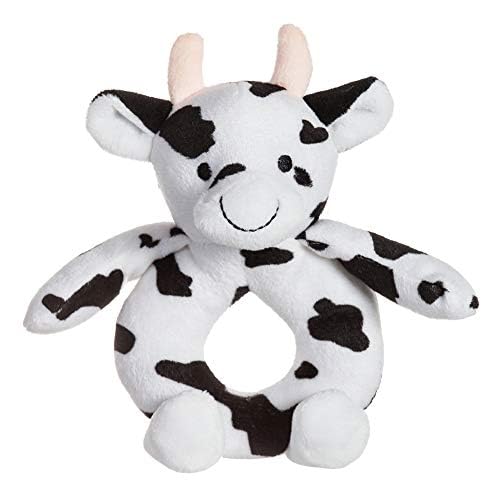 Apricot Lamb Baby Cow Calf Soft Rattle Toy, Plush Stuffed Animal for Newborn Soft Over 0 Months (cow, 6 Inches)