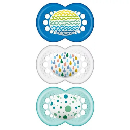 MAM Original Pacifier, Nipple Shape Helps Promote Healthy Oral Development, 3 Pack, Unisex Boy, 6+ Months