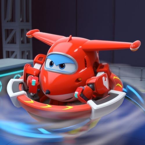 Super Wings Jett Spinning Battling Tops & Cars Toys, Red Car Toys for Toddlers 1-3, Little People Race Toy Cars for 5 Year Old Boys, Best Gifts for Kids Boys Girls