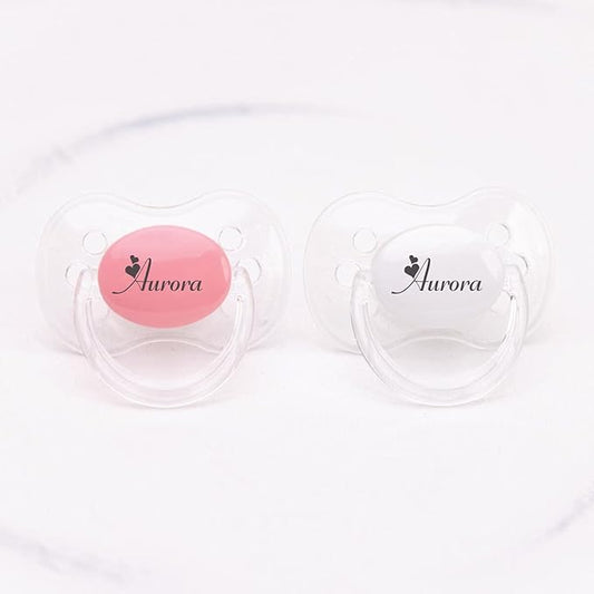 Personalized Pacifier with Name, 2 Pack Pink (6-18 Months)