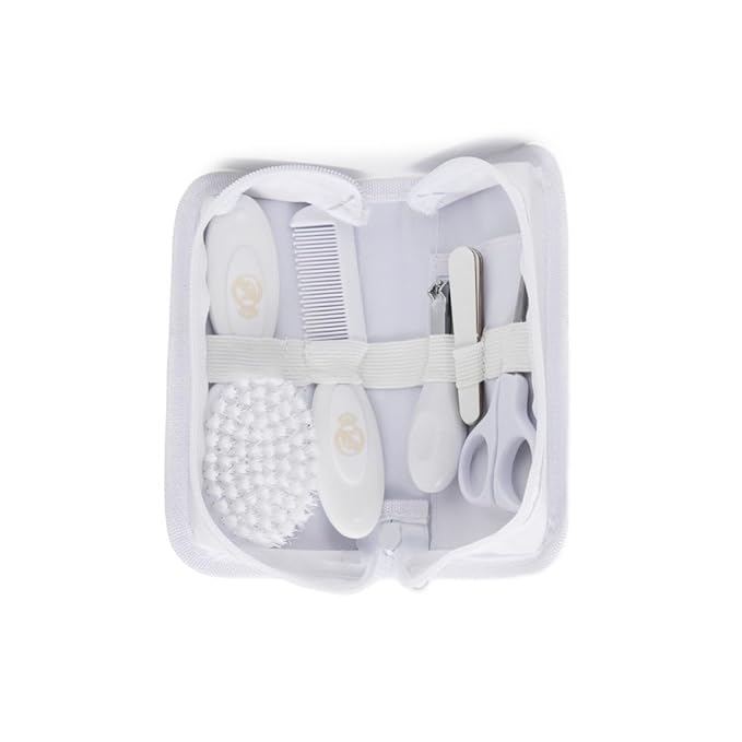 Real Madrid Grooming Kit, Baby Essentials, Case with Comb, Soft Brush, Scissors, Nail Clippers and Files, Case Bag with Cute Club Design, +0 Months | RM Official License