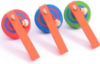 FQStech Wooden Spinning Top Gyroscope peg-top with Handle and Pull String Wire,can Last Long time, Color Random
