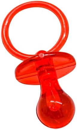 2.5" Baby Pacifier Party Favors, 36 Pieces, Gender Reveal Shower Decorations, Boy Girl Gender Neutral Table Scatter, DIY Party Games Decor (Red)