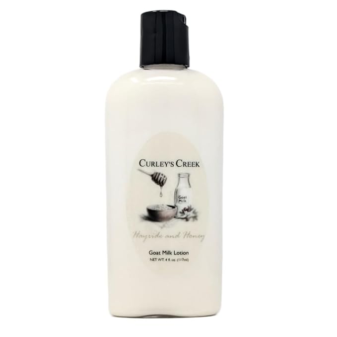 Curley's Creek Goat Milk Lotion | Handmade Natural Skincare | 4 ounce & 8 ounce 4 ounce, Hayride and Honey (Oatmeal Milk & Honey)