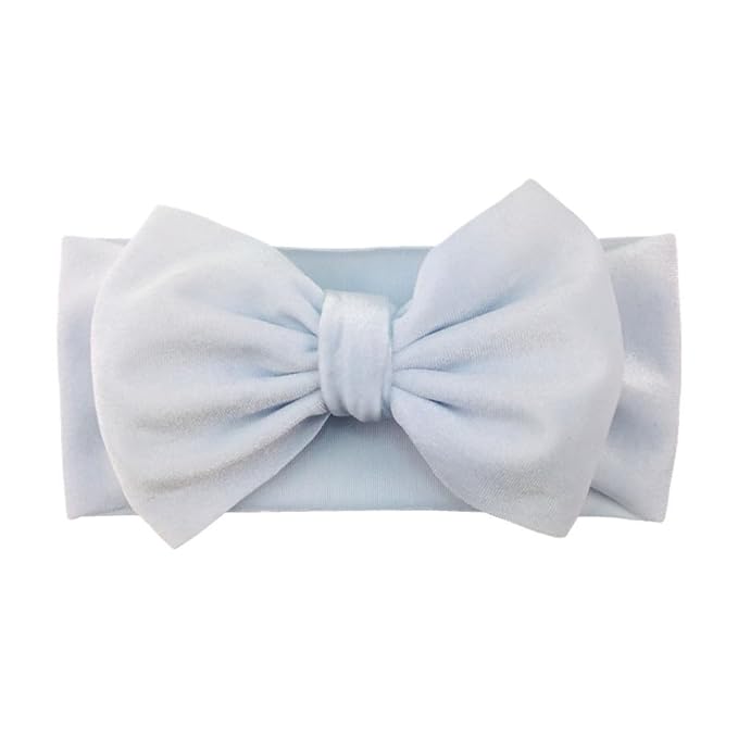 Baby Girl's 7'' Soft Big Bowknot Velvet Headband Toddler Hairband for Photography Travel Party Festivals (White, One Size)