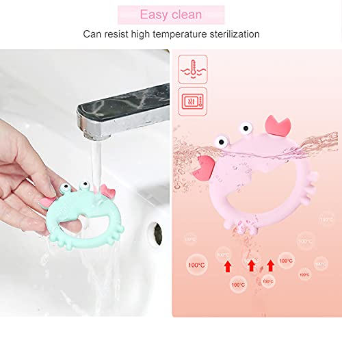 Teething Toys 3-6 Months, Teethers for Babies 3-6 6-12 Months for Teething Relief, Baby Teether Teething Toys 100% Silicone, Newborn Infant Sensory Baby Toys 0-6 Months,bebe mondo (Crab)