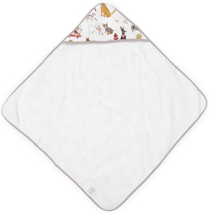 Little Unicorn Premium Infant Hooded Bath Towel| Soft & Absorbent Cotton & Terry Fabric for Newborns (Woof)