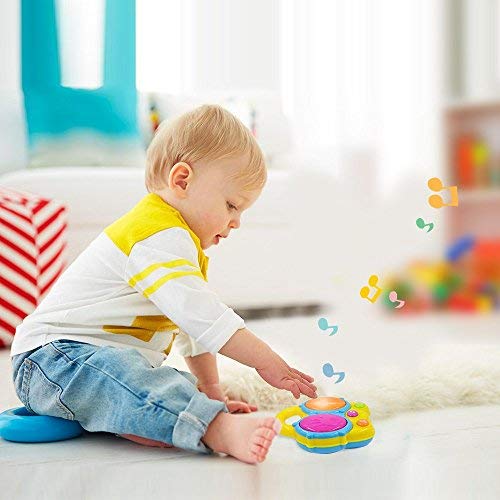 WEofferwhatYOUwant Baby Bongo Drums – Realistic Bongo Sounds for Babies 6+ Months with Lights, Cat & Dog Effects, 3 Play Modes, BPA-Free, Batteries Included, Travel-Ready Educational Gift for Toddlers