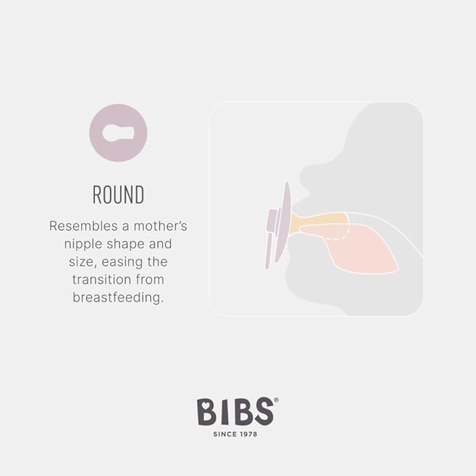 BIBS Colour Holiday Pacifier 2-Pack, BPA Free Pacifier, Round Nipple. Natural Rubber Latex, Made in Denmark, Size 1 (0-6 Months), Ivory/Plum