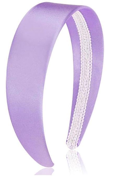Purple Satin Headband for Costume & Cosplay, 1.5 Inch Wide Non-Slip Solid Hair Band for Women and Girls, Holiday Party & DIY Hair Accessory (Purple)