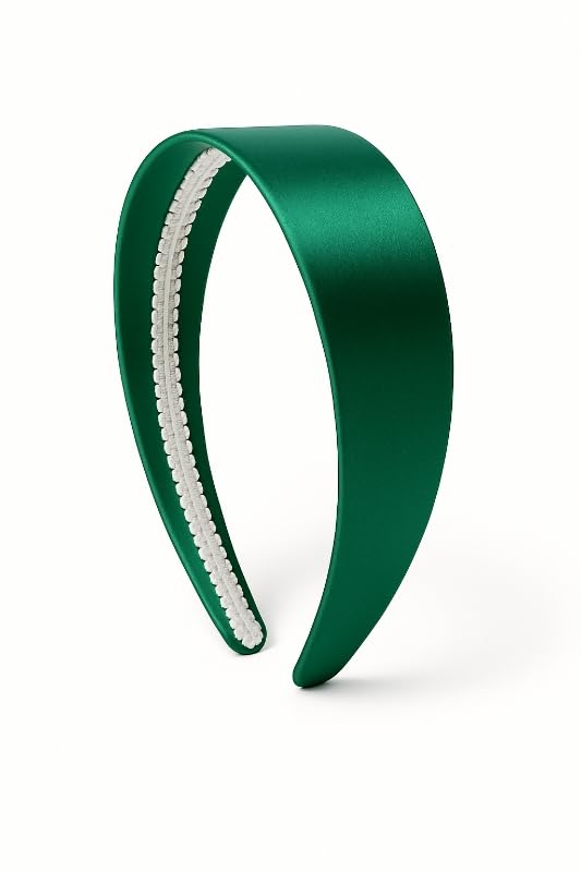 Green Satin Headband for Costume & Cosplay, 1.5 Inch Wide Non-Slip Solid Hair Band for Women and Girls, Holiday Party & DIY Hair Accessory (Green)