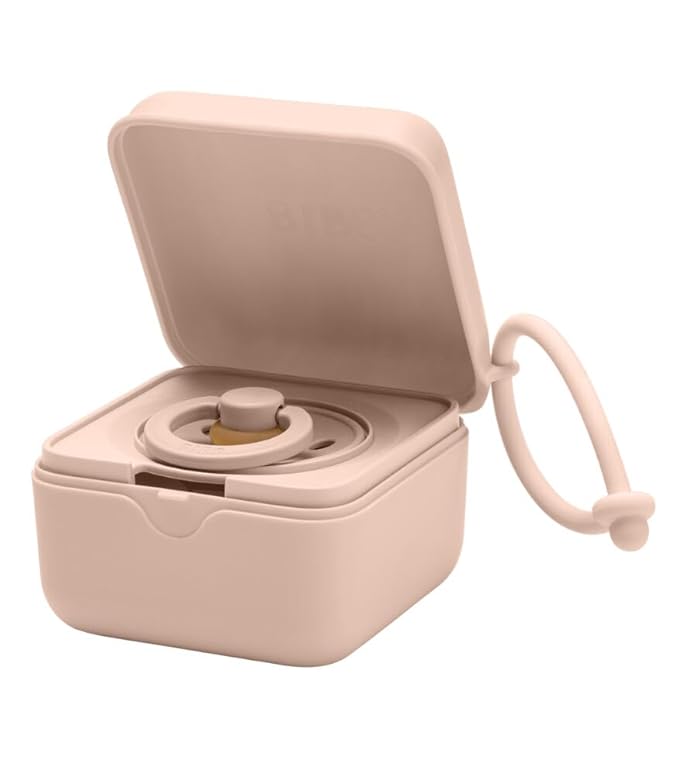 BIBS Pacifier Box with Loop for Storing & Carrying Soothers | 100% BPA Free Material | Designed & Made in Denmark | Blush