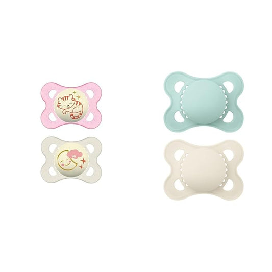 MAM Night Pacifiers (2 Pack, 1 Sterilizing Pacifier Case), MAM Pacifiers 0-6 Months & Original Matte Baby Pacifier, Nipple Shape Helps Promote Healthy Oral Development