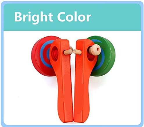 FQStech Wooden Spinning Top Gyroscope peg-top with Handle and Pull String Wire,can Last Long time, Color Random