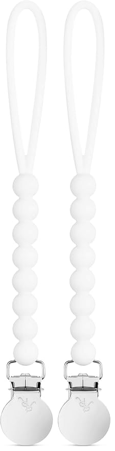 Ryan & Rose Cutie Clip Judy - Pacifier Clip Holder Silicone (Judy, White) (Pack of 2)