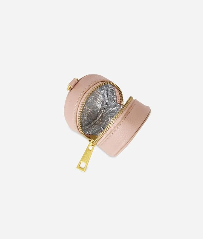 FAWN DESIGN The Paci Case, Warm Blush Pacifier Holder, Premium Pebbled Faux Leather Paci Holder, Insulated Pacifier Case with Zipper and Clip, Fits Most Standard Size Pacifiers, 2.25 x 2.25 inches