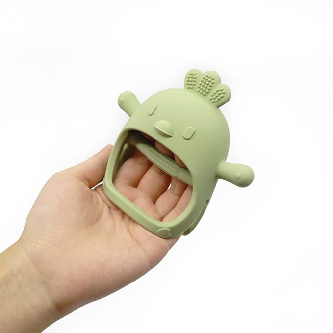 Infant Toys 0-6, Teething Toys 3-6 6-12 Months, Anti Drop Hand Teethers Baby Chew Toys for Teething Relief, Silicone Teether Pacifier Teething Mitten Newborn Toy 0 3 for Sucking Needs,BPA Free- Olive