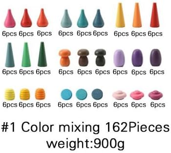 Promise Babe 162 PCS Wooden Loose Parts Toy Rainbow Stacking Toy for Toddlers, Sensory Play Set Colorful Montessori Materials Preschool Learning Building Toys for Boys Girls
