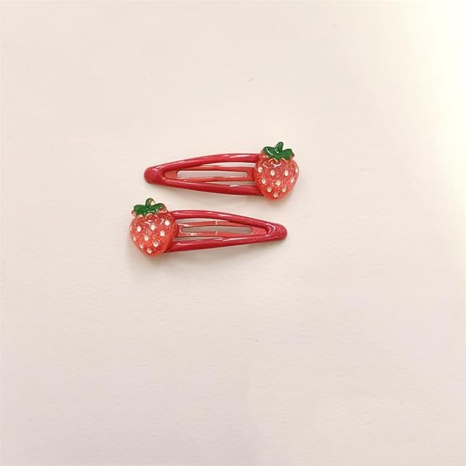 Strawberry Snap Clips Baby Girls Fruit Hair Bow Clips Strawberry Hair Ring Tie BBW24 (6 Pcs-C2)