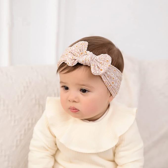 Baby-Girls Floral-Bows-Headband Baby-Turban-Knotted-Elastic-Soft-Headwrap for Newborn-Infant-Toddler Hair-Accessories