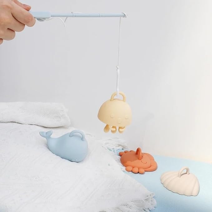Silicone Fishing Toy Game Playset,Bath Toys for Toddlers and Babies,Montessori Fine Motor Skills Fish Games for Children,Kids Bathtub Toys,Floating Bath Tub Toys for Kids Baby Infant
