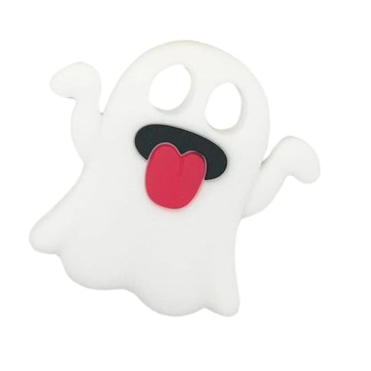 Halloween Baby Toy, Soft Silicone Food-Grade Teethers for Baby, BPA Free and Food Grade - Skull, Pumpkin, Ghost, Black Cat, Teether Toy Gift (Ghost)