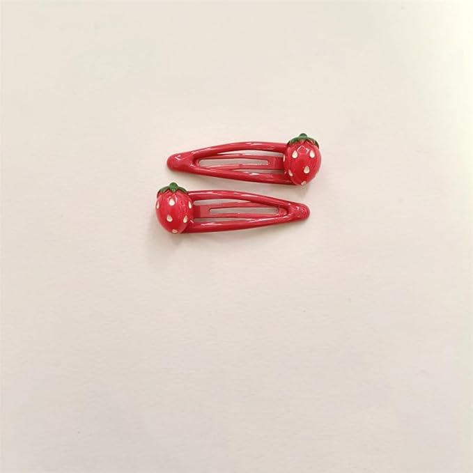 Strawberry Snap Clips Baby Girls Fruit Hair Bow Clips Strawberry Hair Ring Tie BBW24 (6 Pcs-C2)
