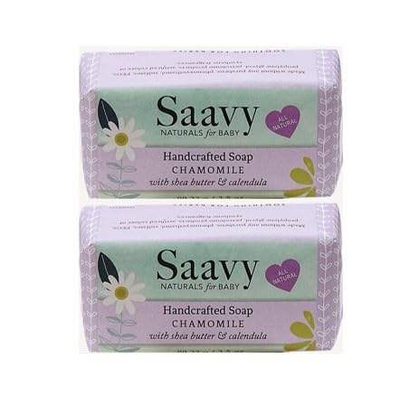 Saavy Naturals 2 PACK Baby Chamomile 3.5 oz Baby Bar Soap | Organic Skin Care for Infant Bath Time with Shea Butter & Moringa | Baby Shower Gifts |