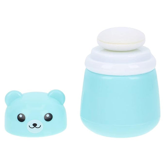 SOLUSTRE Puff Box Cartoon Baby Talcum Box Lovely Bear Shape Empty Box Baby Body Puff Sponge Box Case Container, Blue